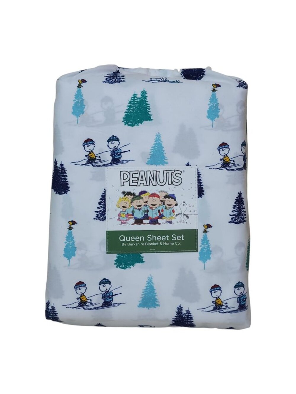 Peanuts Queen Sheet Set By Berkshire Holiday Trees Christmas Polyester